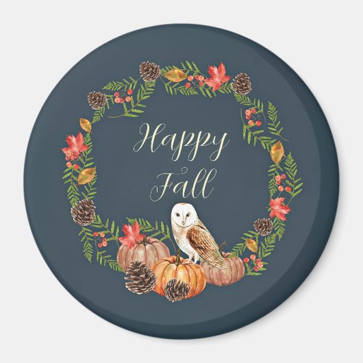 Herfst uil en pompoenen met aanpasbare tekst magneet (Voorkant)