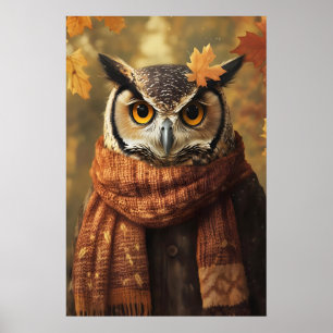 Herfst Uil Kunstprint, Herfst Kleding, Rustieke Th Poster