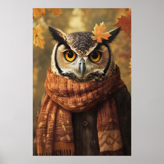 Herfst Uil Kunstprint, Herfst Kleding, Rustieke Th Poster (Voorkant)