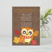 Herfst Uil verjaardagsfeestje uitnodiging (Staand voorkant)