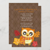 Herfst Uil verjaardagsfeestje uitnodiging (Voorkant / Achterkant)