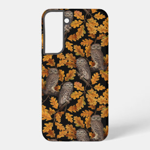 Herfst uilen op zwart samsung galaxy hoesje