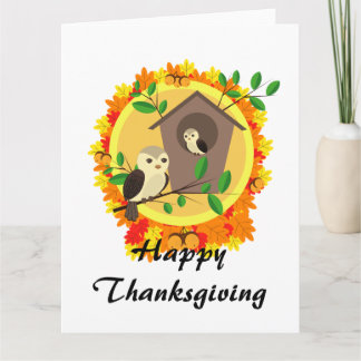 Herfst Uilen Thanksgiving Bedankkaart