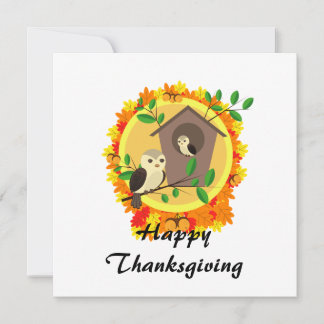 Herfst Uilen Thanksgiving Kaart