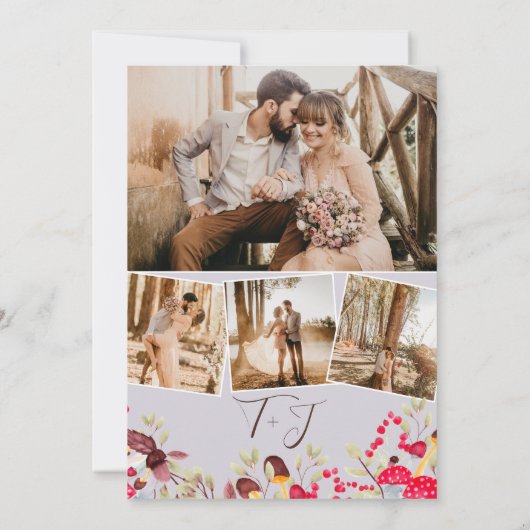 Herfst uit de liefde champignons, trouwe fotobruil kaart (Achterkant)