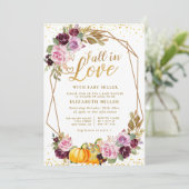 herfst uit de liefde paarse baby shower met floral kaart (Staand voorkant)