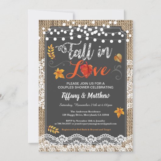 Herfst uit de liefde voor paren douche rustisch ch kaart (Voorkant)