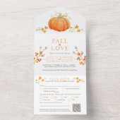 Herfst uit de liefde waterverf pompoen vallen brui all in one uitnodiging (Binnen)