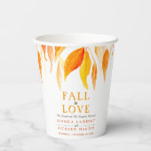 Herfst uit liefde herfst sinaasappel vertrekt brui papieren bekers (Achterkant)