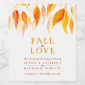 Herfst uit liefde herfst sinaasappel vertrekt brui wijn etiket (Enkel label)