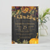 Herfst uit liefde rustic string lichtt verlofparti kaart (Staand voorkant)