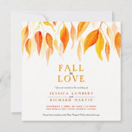 Herfst uit liefde waterverf oranje bladvierkant br kaart