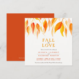 Herfst uit liefde waterverf oranje bladvierkant br kaart