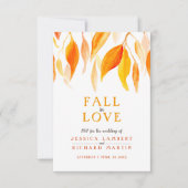 Herfst uit liefde waterverf oranje rode herfstbrui RSVP kaartje (Voorkant)