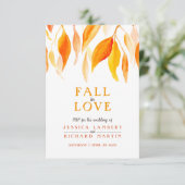 Herfst uit liefde waterverf oranje rode herfstbrui RSVP kaartje (Staand voorkant)