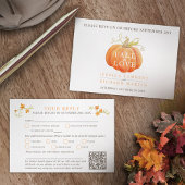 Herfst uit liefde waterverf pompoenbruiloft QR-cod RSVP Kaartje