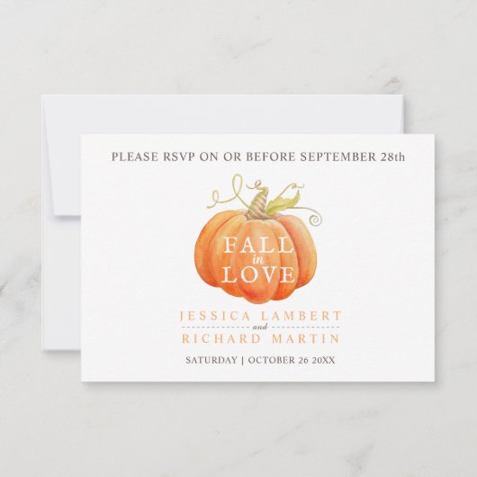 Herfst uit liefde waterverf pompoenbruiloft QR-cod RSVP Kaartje (Achterkant)