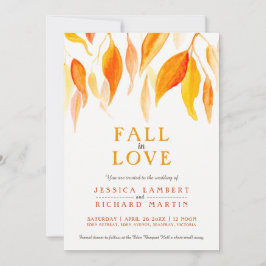 Herfst uit liefde waterverf sinaasappel vertrekt b kaart