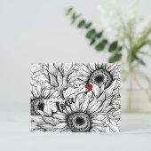 herfst uit liefde - Zwarte en Witte Zonnebloemen A Briefkaart (Staand voorkant)