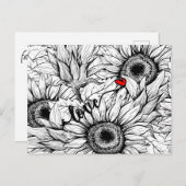herfst uit liefde - Zwarte en Witte Zonnebloemen A Briefkaart (Voorkant / Achterkant)