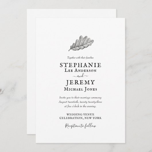 herfst Uitnodiging tot bruiloft (Voorkant / Achterkant)