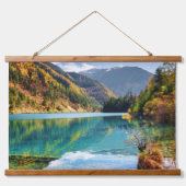 Herfst Uitzicht Arrow Bamboo Lake Mountains Jiuzha Hangend Wandkleed (Voorkant)