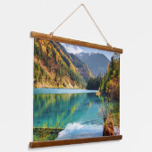 Herfst Uitzicht Arrow Bamboo Lake Mountains Jiuzha Hangend Wandkleed (Gebogen)