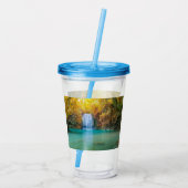 Herfst Uitzicht van Erawan Waterfall Thailand Acryl Drinkbeker (Achterkant)