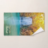 Herfst Uitzicht van Erawan Waterfall Thailand Bad Handdoek (Handdoek)