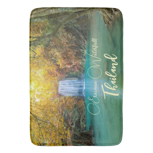 Herfst Uitzicht van Erawan Waterfall Thailand Badmat (Voorkant Verticaal)