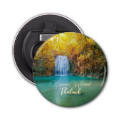 Herfst Uitzicht van Erawan Waterfall Thailand Button Flesopener (Voorkant)