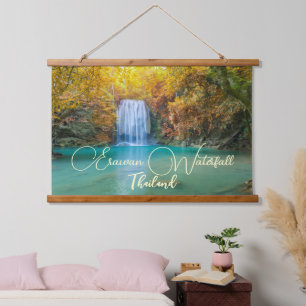 Herfst Uitzicht van Erawan Waterfall Thailand Hangend Wandkleed