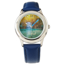 Herfst Uitzicht van Erawan Waterfall Thailand Horloge