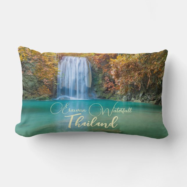Herfst Uitzicht van Erawan Waterfall Thailand Kussen (Voorkant)