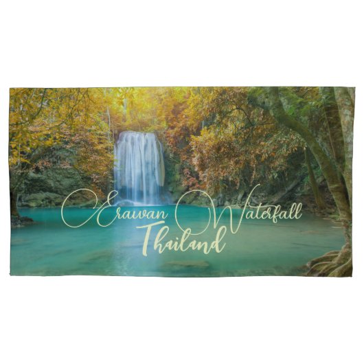 Herfst Uitzicht van Erawan Waterfall Thailand Kussensloop (Voorkant-Links)