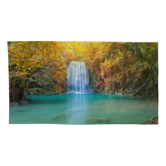 Herfst Uitzicht van Erawan Waterfall Thailand Kussensloop (Achterkant-Rechts)