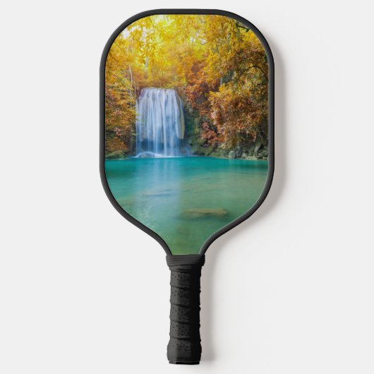 Herfst Uitzicht van Erawan Waterfall Thailand Pickleball Paddle (Achterkant)