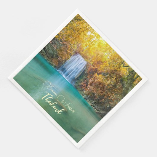 Herfst Uitzicht van Erawan Waterfall Thailand Servet (Hoek)