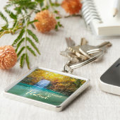 Herfst Uitzicht van Erawan Waterfall Thailand Sleutelhanger (Zijkant)