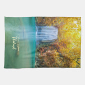 Herfst Uitzicht van Erawan Waterfall Thailand Theedoek (Horizontaal)