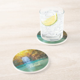 Herfst Uitzicht van Erawan Waterfall Thailand Zandsteen Onderzetter