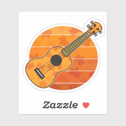 Herfst Ukulele Uke Speler Herfst Thanksgiving Sticker (Vel)