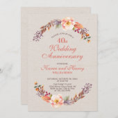 Herfst/Val Bloemige Uitnodiging 40e Huwelijksverja (Voorkant / Achterkant)