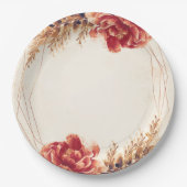 Herfst Val Spice Bloemrijke Waterverf Bruiloft Papieren Bordje (Voorkant)