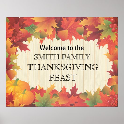 Herfst / Val / Thanksgiving Familiefeest Poster (Voorkant)