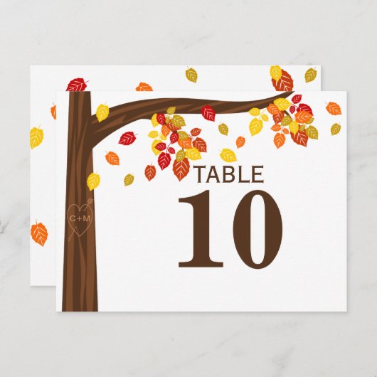 Herfst Vallen Bladeren Tafelnummer Kaart (Voorkant / Achterkant)