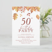 Herfst vallen laat 50ste verjaardag uitnodiging (Staand voorkant)