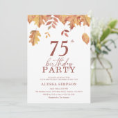 Herfst vallen laat 75e verjaardag uitnodiging (Staand voorkant)