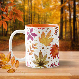 Herfst Vallende Bladeren Oogst Thanksgiving Patroo Tweekleurige Koffiemok