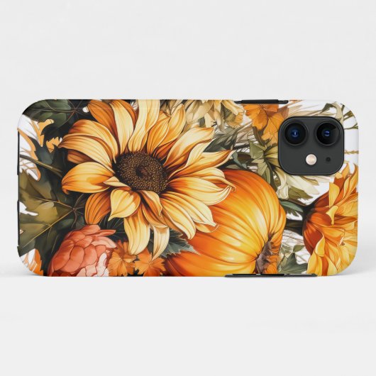 Herfst vallende bladeren pompoen Case-Mate iPhone case (Achterkant (horizontaal))
